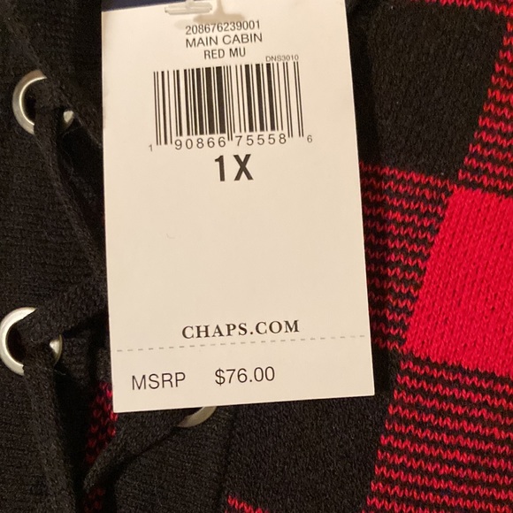 CHAPS. Red and black sweater. Size 1X. NWT - Picture 3 of 8